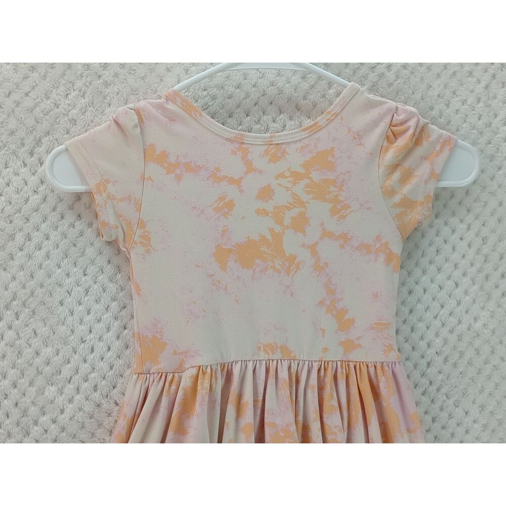 Dot Dot Smile Girls 3/4 Coral Tie Dyed Cap Sleeve Twirl Summer Dress - Picture 7 of 10